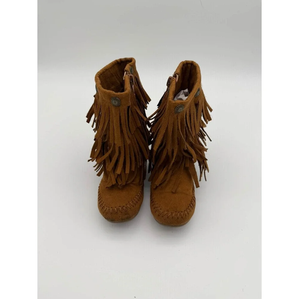 Sonoma 8 Brown Fringe Moccasin Boots Toddler Girls Boho Western Cowgirl 6726